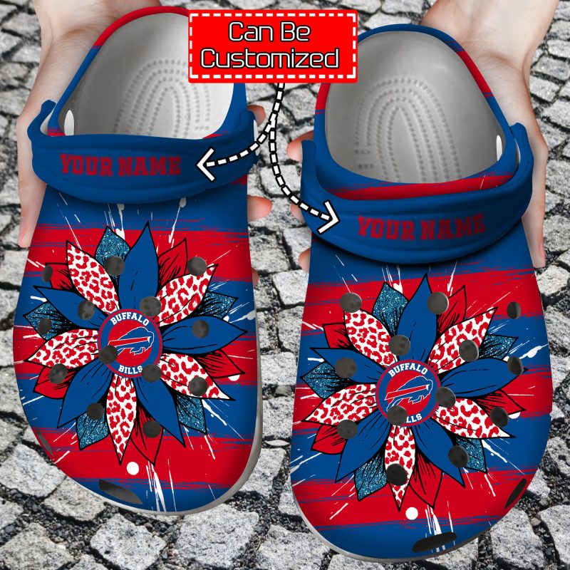 Personalized Football NFL Buffalo Bills Spirit Sunflower Print Crocband Crocs Shoes