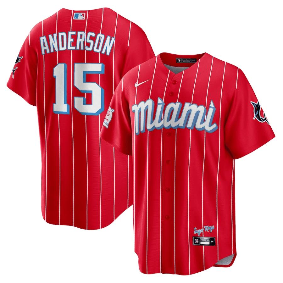 Brian Anderson 15 Miami Marlins City Connect Team Men Jersey – Red