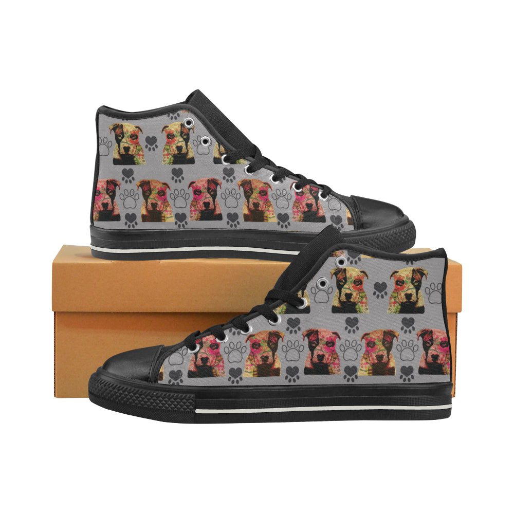 Pit Bull Pop Art Pattern No.1 Black Men’s Classic High Top Canvas Shoes