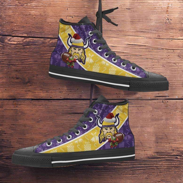 Minnesota Vikings Christmas Football Patten Canvas High Top Shoes