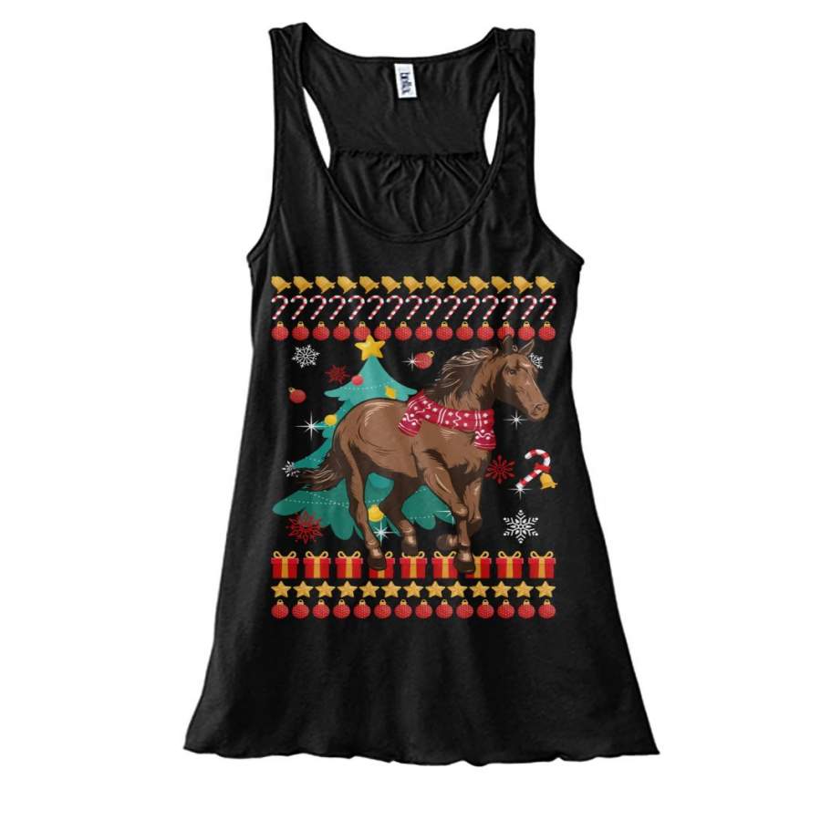 Ugly Christmas Gift For Horse Lovers Ladies Flowy Tank