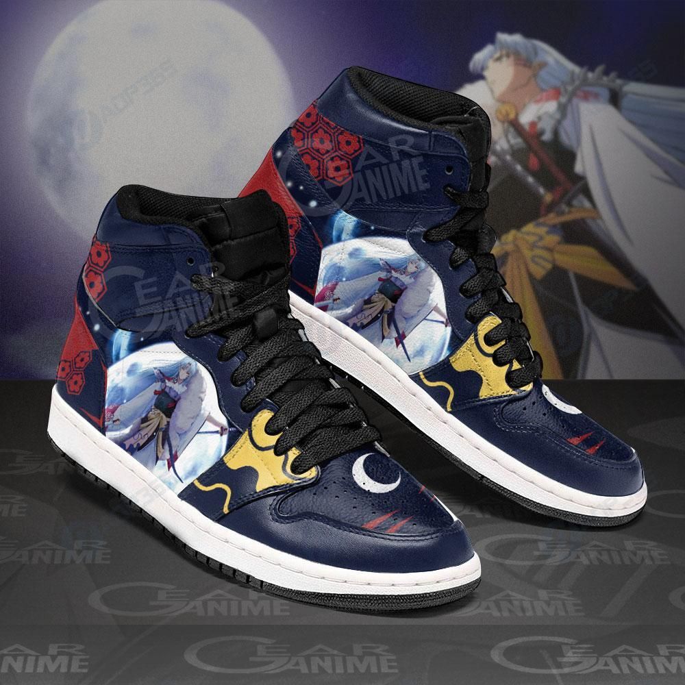 Sesshomaru Sneakers Dark Theme Custom Anime Shoes Air Jordan 13 Shoes Hajd2403463