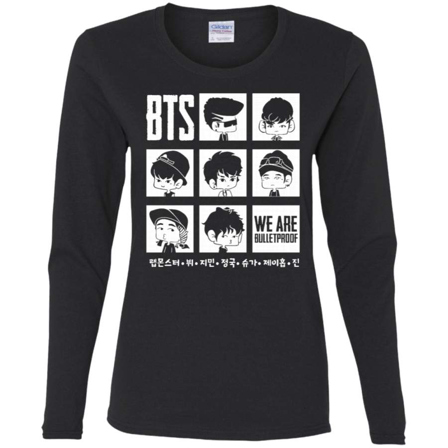 AGR BTS WE ARE BULLETPROOF Chibi Ladies’ Cotton LS T-Shirt