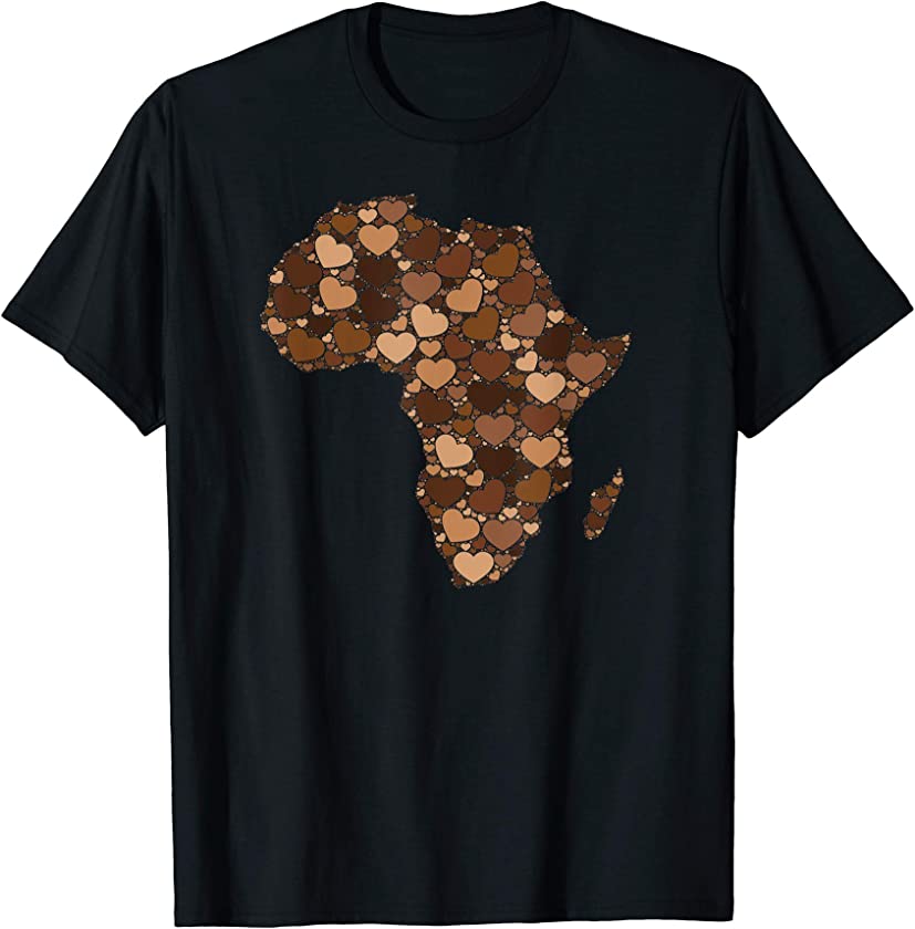 Africa Map Melanin Heart for Women Men – Black History Month T-Shirt