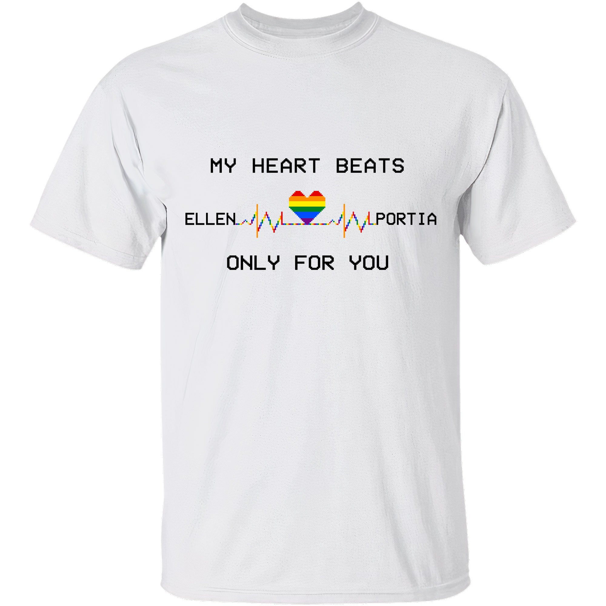 My Heart Beats Only For You Lgbtq White Custom Name T-Shirt