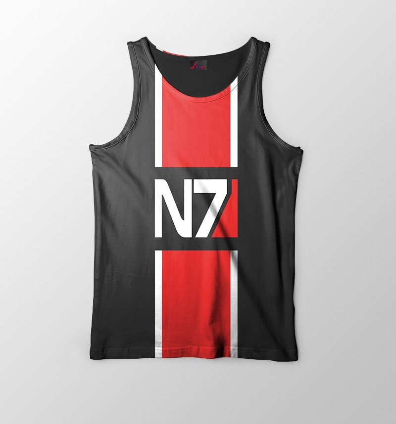 N7 Mass Effect Self Embossed Gaming Tank Top