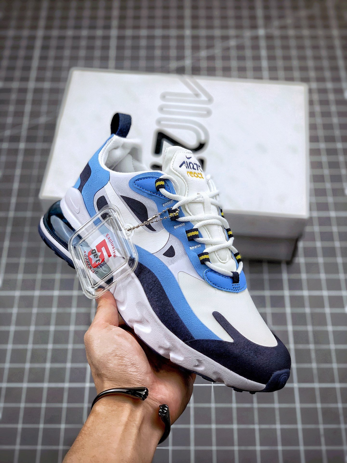 Nike Air Max 270 React WhiteLight Blue-Obsidian 5339758