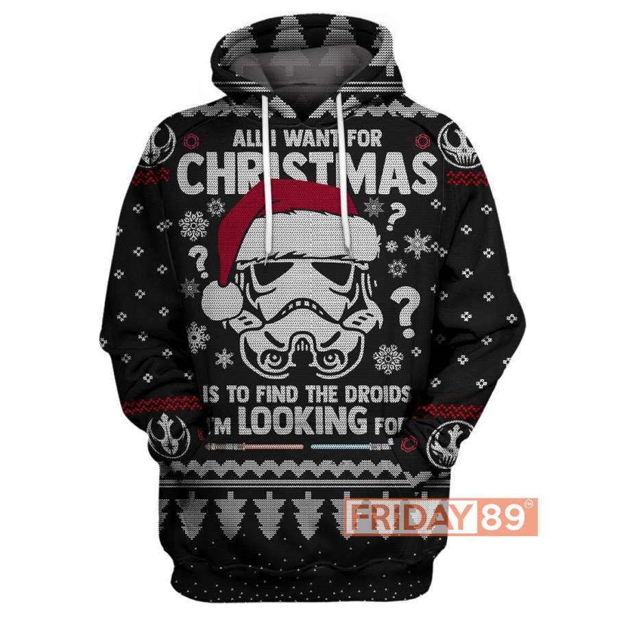 SW Storm Trooper Droid Looking Christmas Hoodie