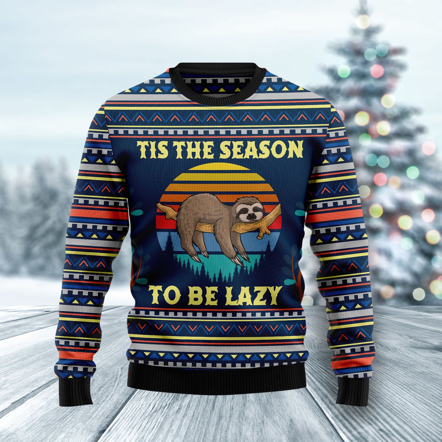 Sloth Tis The Season Ugly Christmas Sweater | For Men & Women | Adult | Us4430