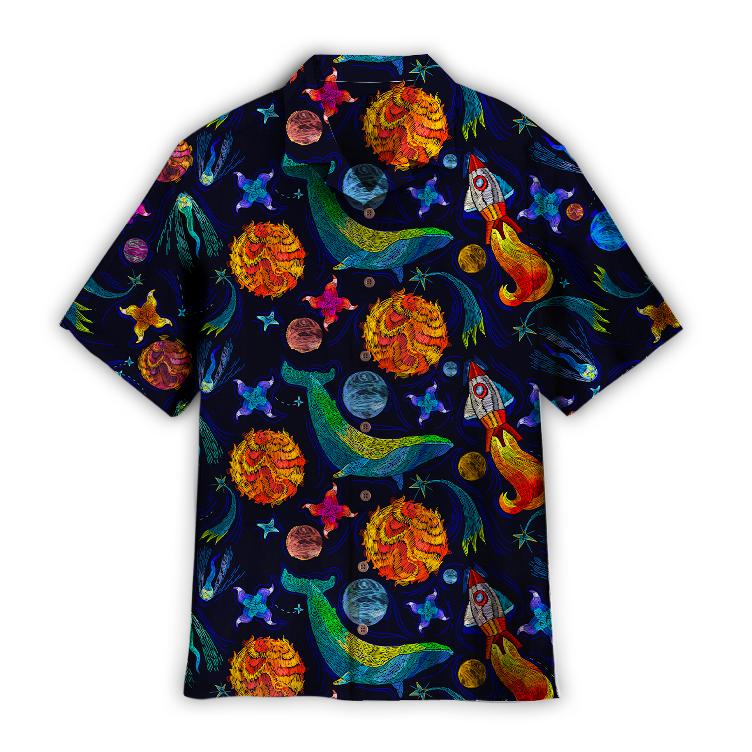 Blue Whale In The Universe Hawaiian Shirt – For Men And Women