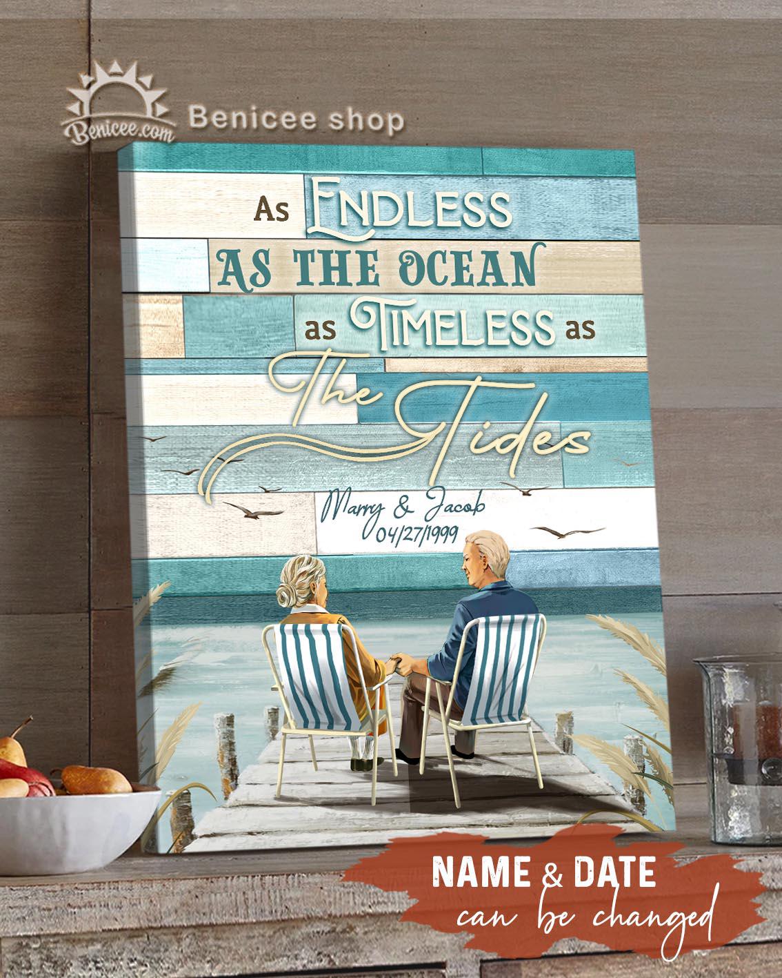 Benicee Personalized Anniversary Gift Wall Art Canvas As Endless As The Ocean Top 3 Home Decor