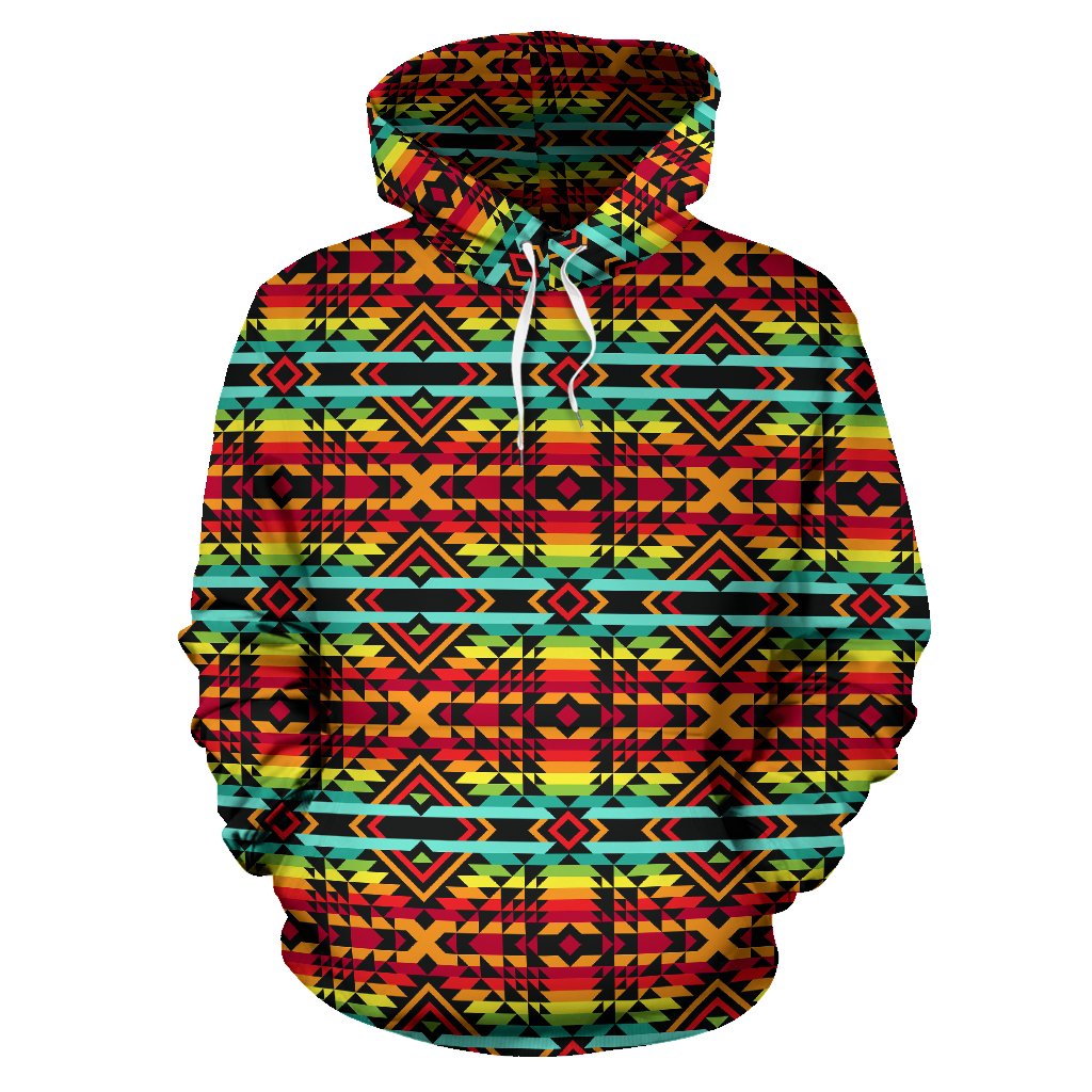 Kente Red Design African Print Pullover Hoodie