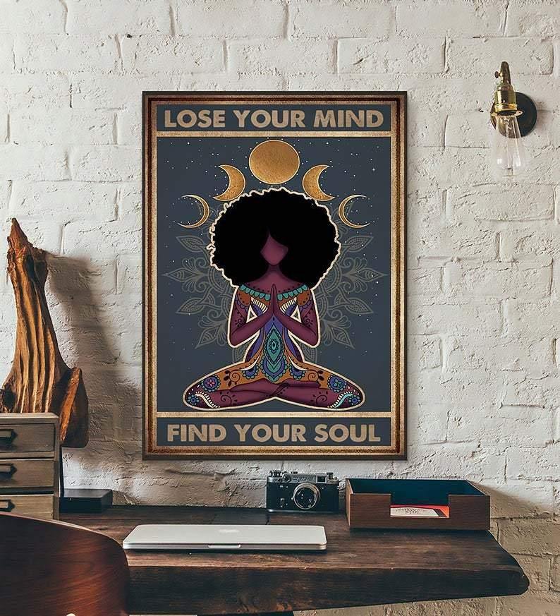 Lose Your Mind Find Your Soul, Vintage Hippie Love Yoga Matte Canvas