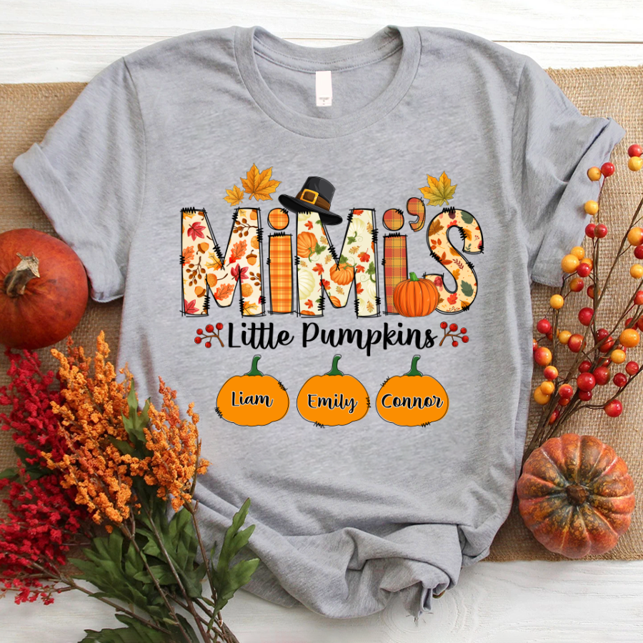 Personalized Grandma Mimi Fall Autumn Pumpkin Season Halloween Thanksgiving T-Shirt