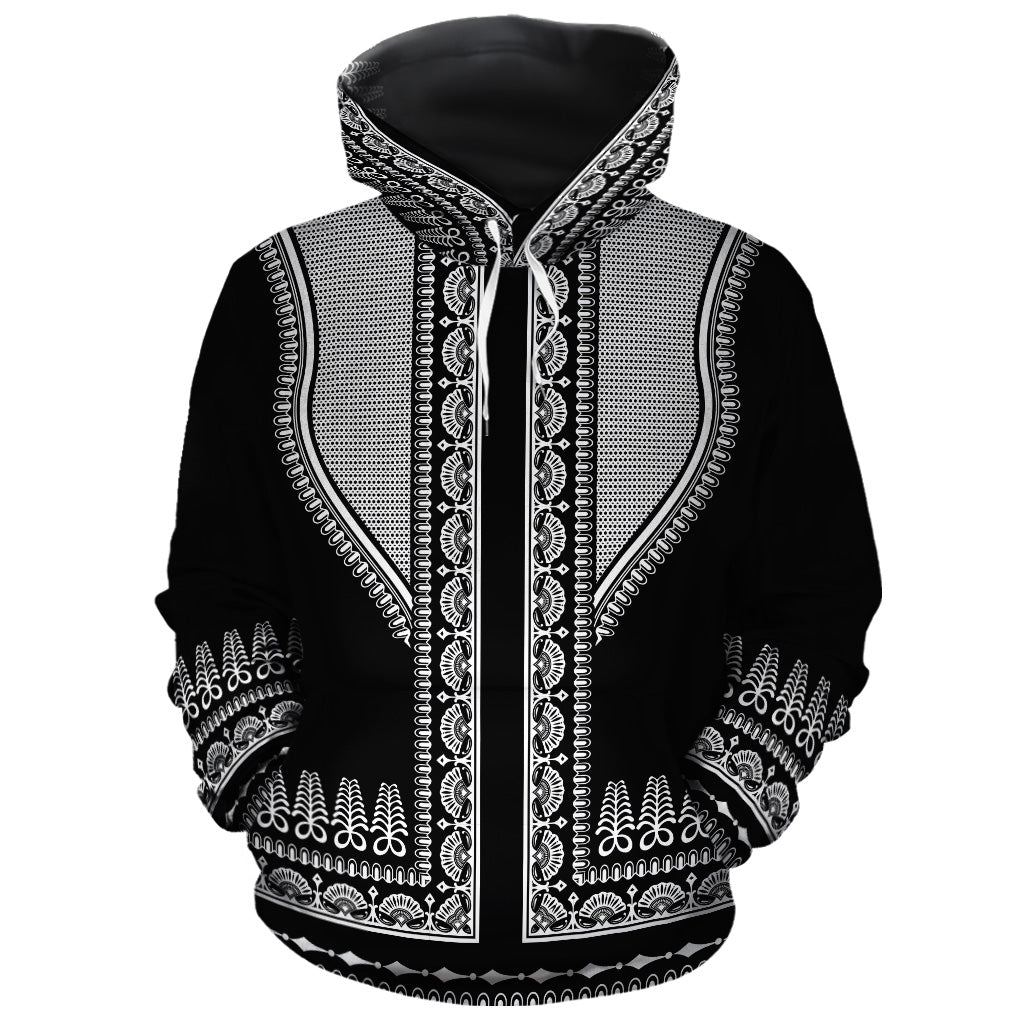 Printed Silver Dashiki All-Over Hoodie