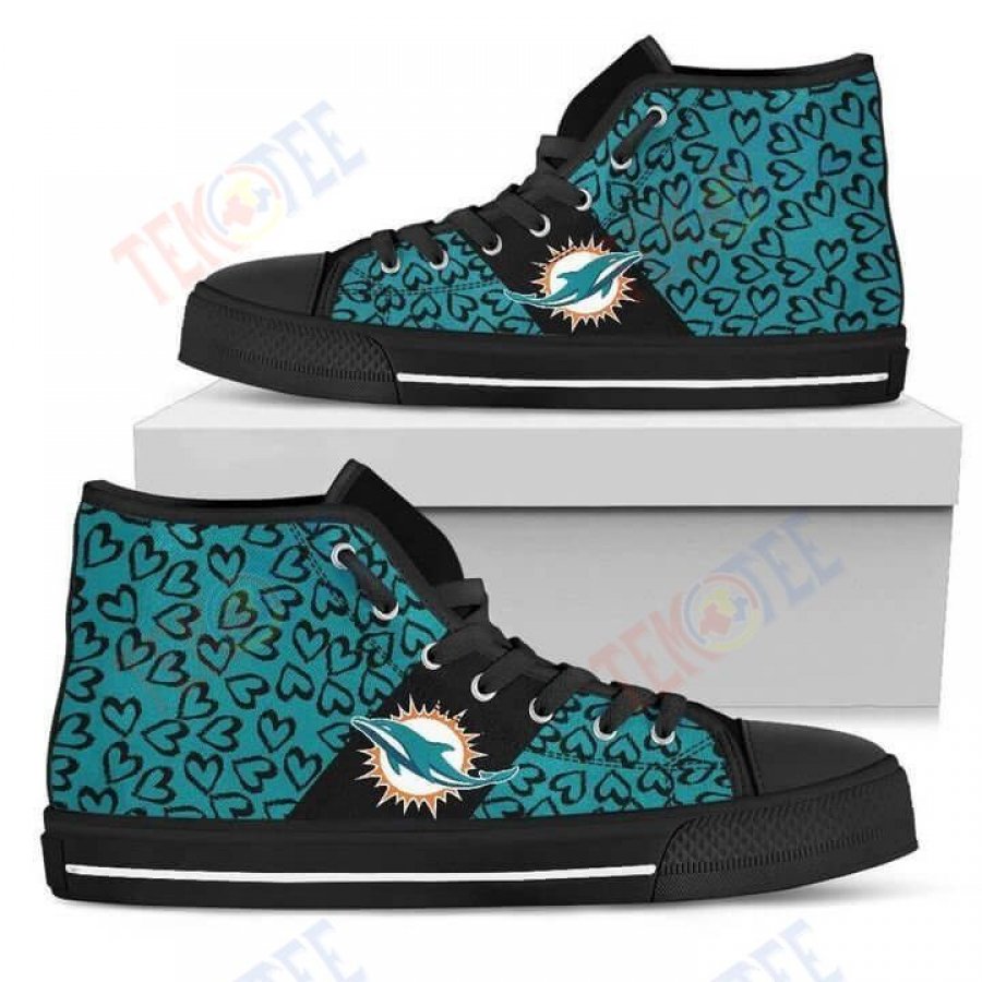 Mens Womens Perfect Cross Color Absolutely Nice Miami Dolphins High Top Shoes TMT515