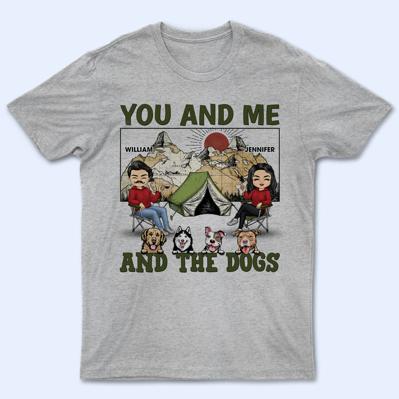 Camping Couple And The Dogs – Gift For Dog Lover – Personalized Custom T Shirt