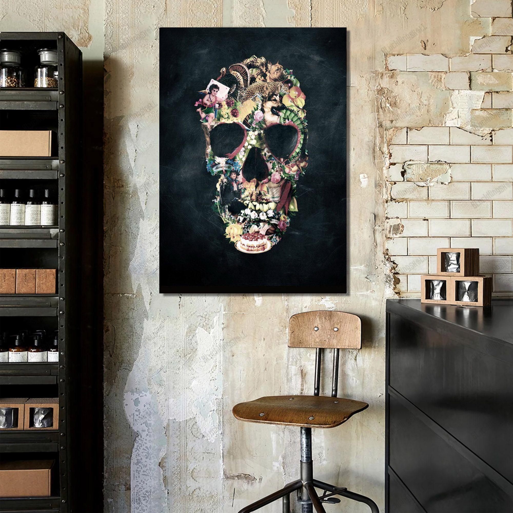 All On Skull Wall Art Canvas - TattoosCafe