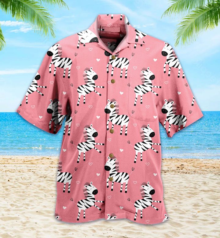 Cute Zebras Cartoon Pink Hawaii Shirt Ha8706