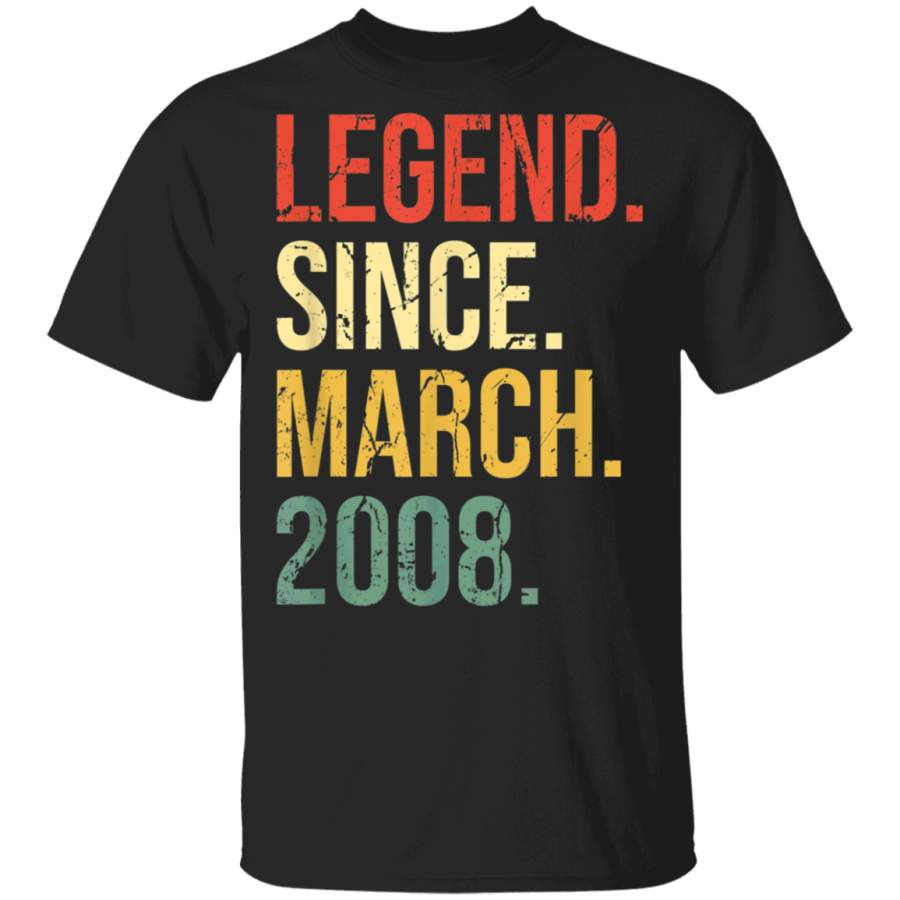 Vintage 12 Years Old Gift   Legend Since March 2008 T Shirt G500 Gildan 5.3 oz. T-Shirt