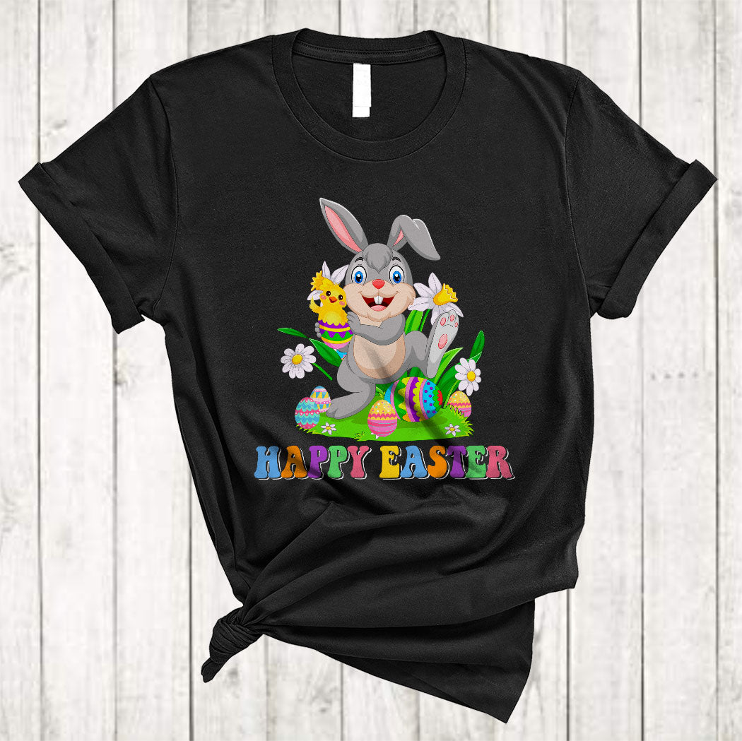 Cute Bunny Holding Chicken Funny Easter Day Egg Hunt Bunny Chicken Farmer Lover Gifts T-Shirt