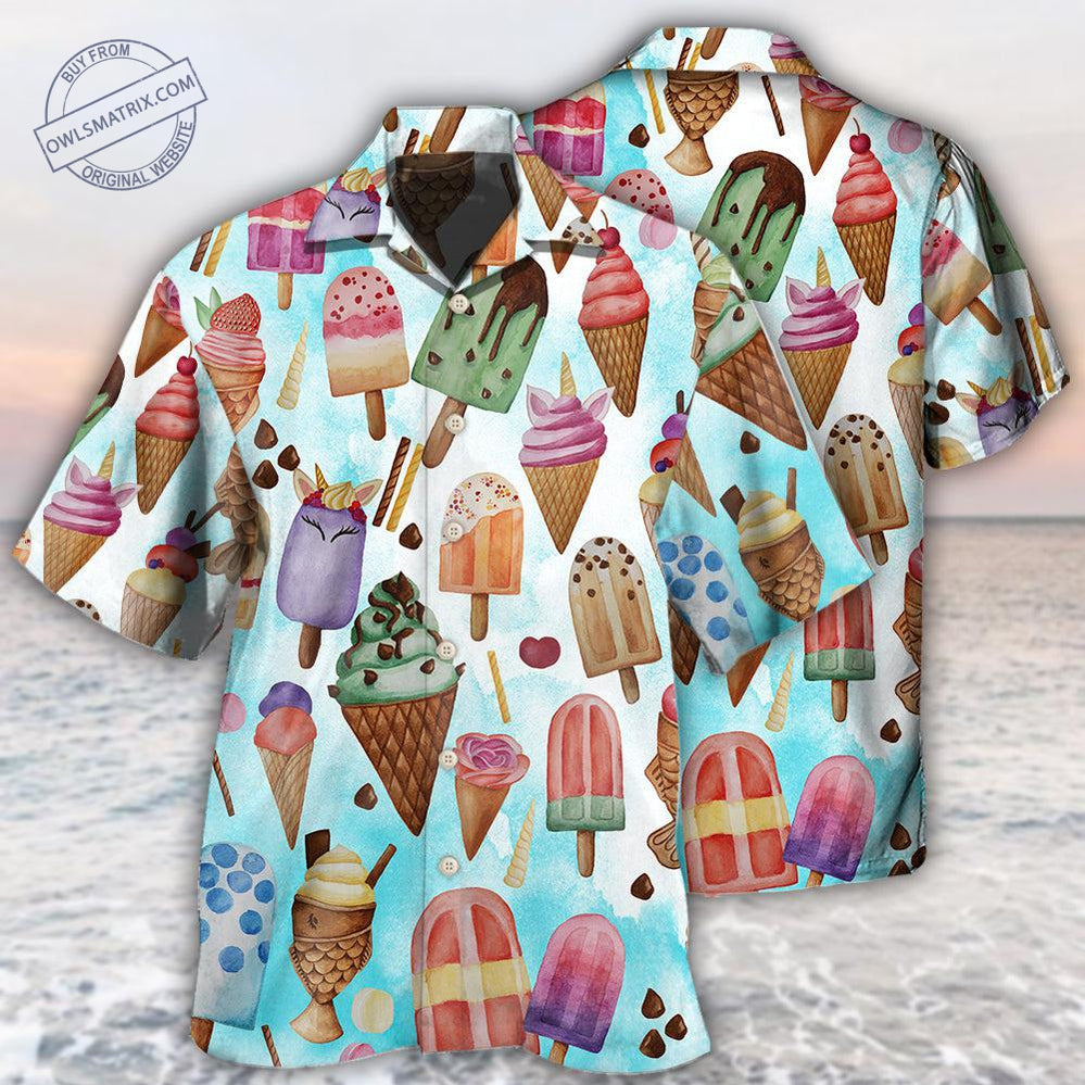 Ice Cream Blue Background Hawaii Shirt Ha79794