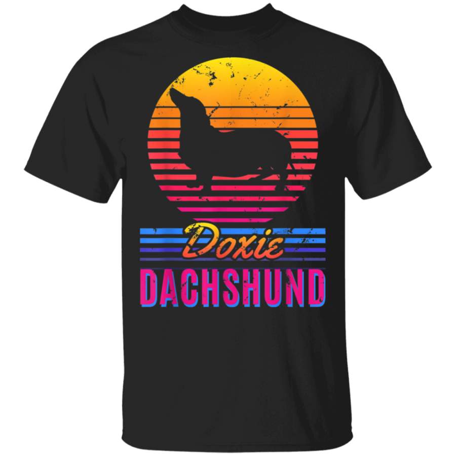 Vintage Retro Sunset Proud Doxie Dachshund Dog Gift TShirt