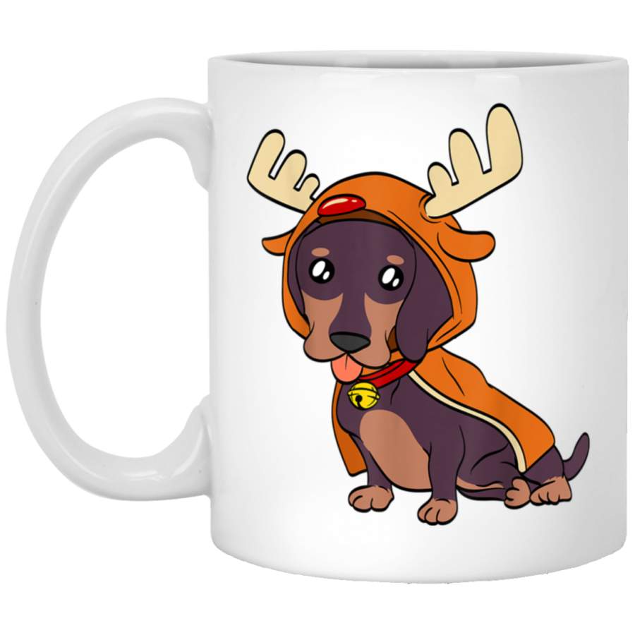 Dachshund puppy dressed as reindeer dogs Xmas Mug