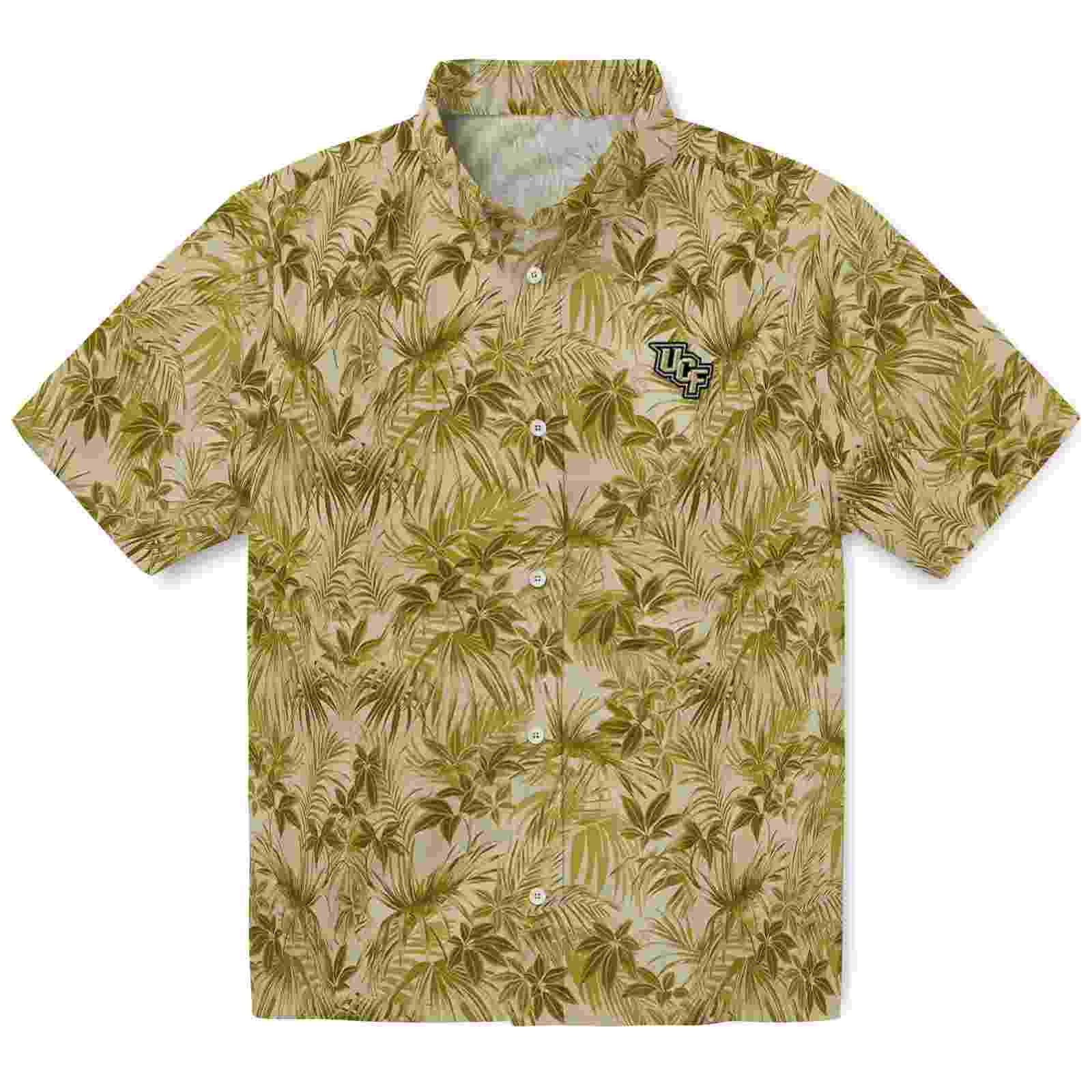 Ucf Knights Leafy Pattern Gold Hawaiian Shirt