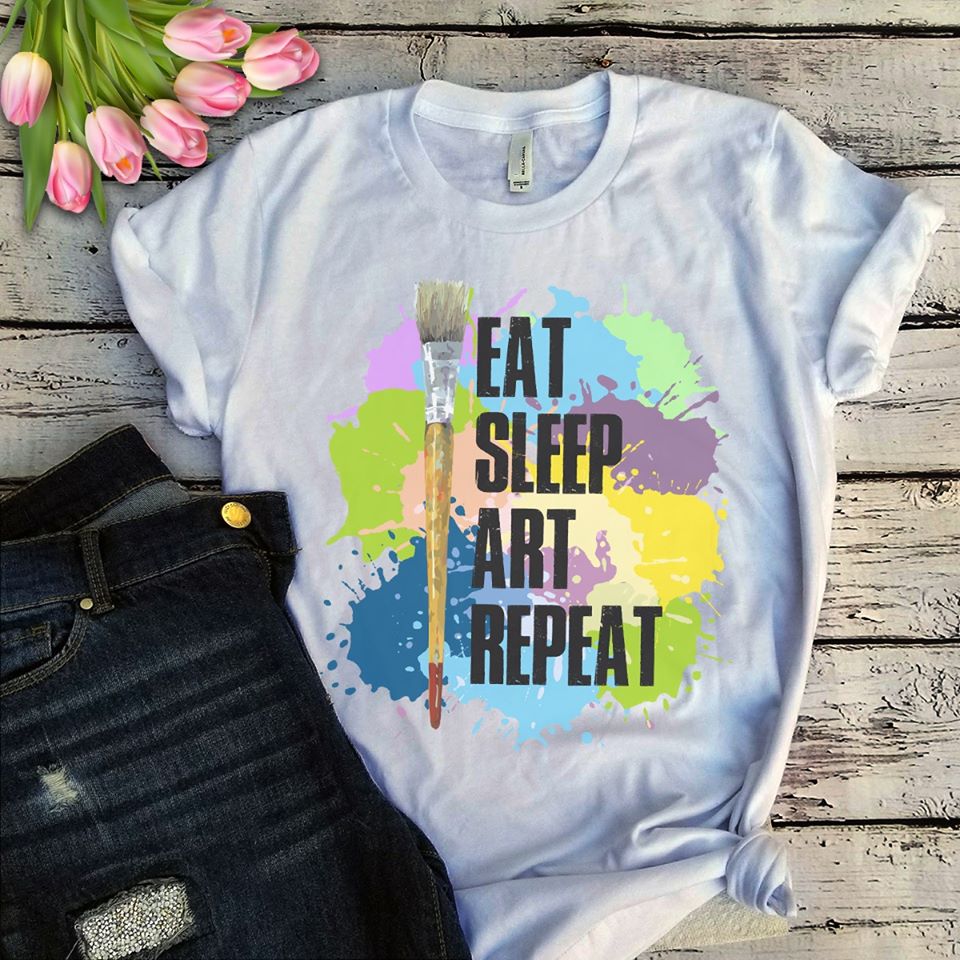 Paint Brush Eat Sleep Art Repeat Standard Men T-shirt