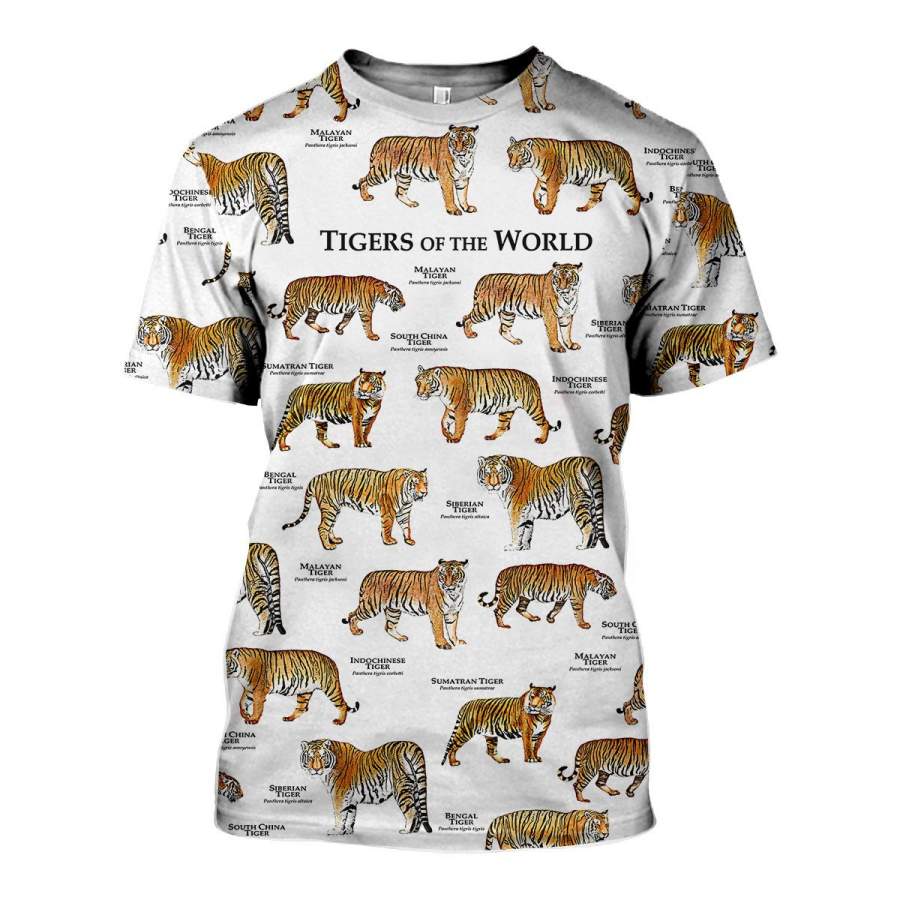 3D All Over Printed Tigers Of The World Shirts And Shorts