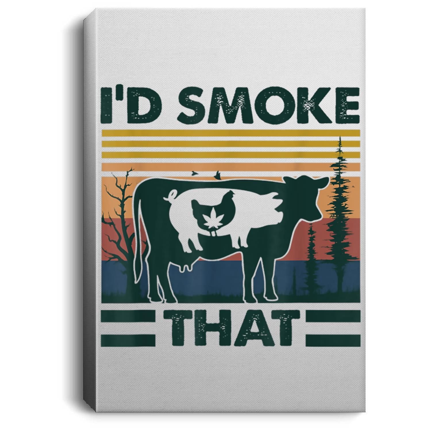 Retro Vintage Farm Animals Id Smoke That Funny Gift Portrait Canvas