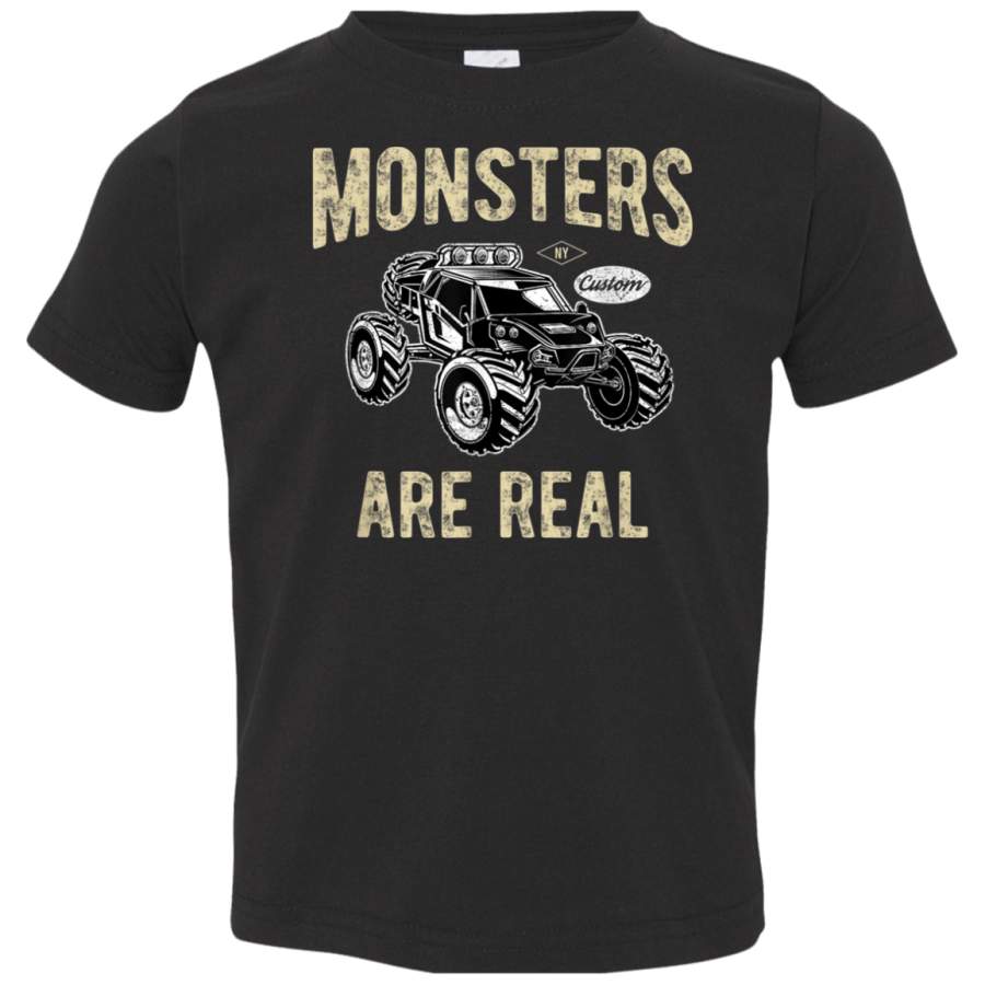 Cool Vintage Monster Truck Monsters Are Real Retro Design TShirt 3321 Rabbit Skins Toddler Jersey T-Shirt