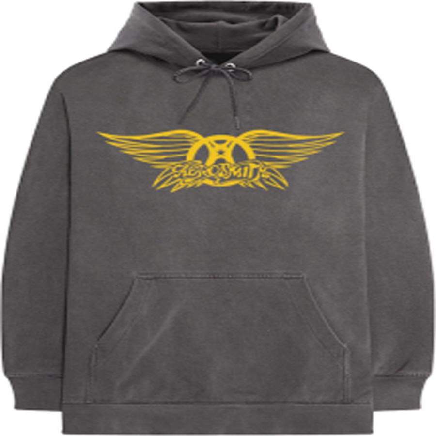 Aerosmith – Winged Crest – Grey Hooded Sweatshirt