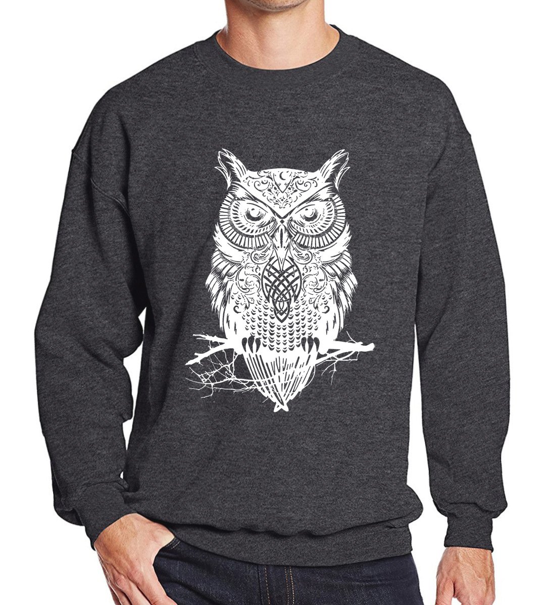 Men's Sweatshirts - Men's Sweatshirt Series Owl White Icon Fleece Sweatshirt Sunrisetee