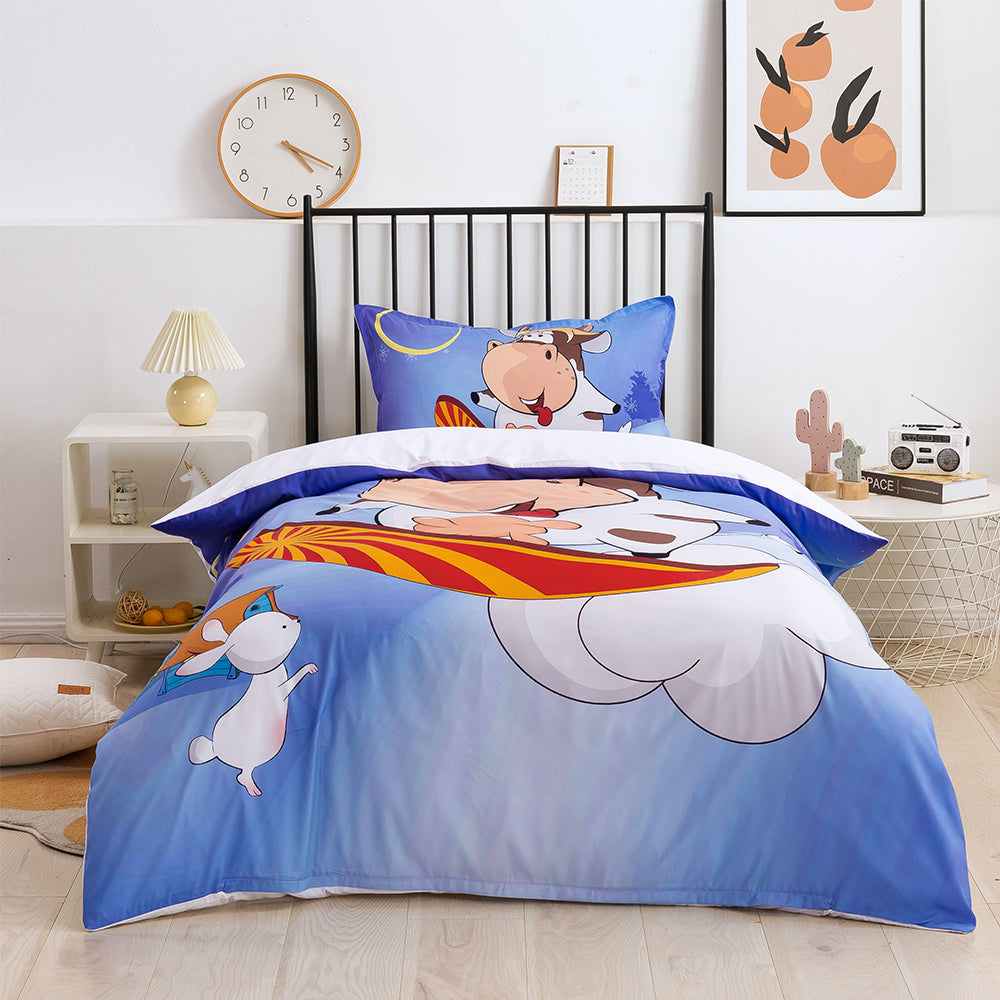 3D Cartoon Animal Cow Quilt Cover Set Bedding Set Duvet Cover Pillowcases 321