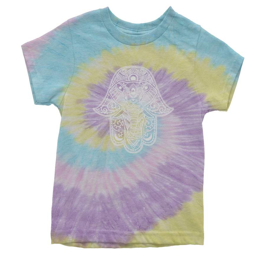 Hamsa with Elephant Mandala Youth Tie-Dye T-shirt