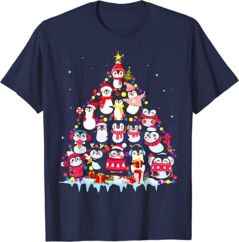 Cute Christmas Penguin Tree T-Shirt