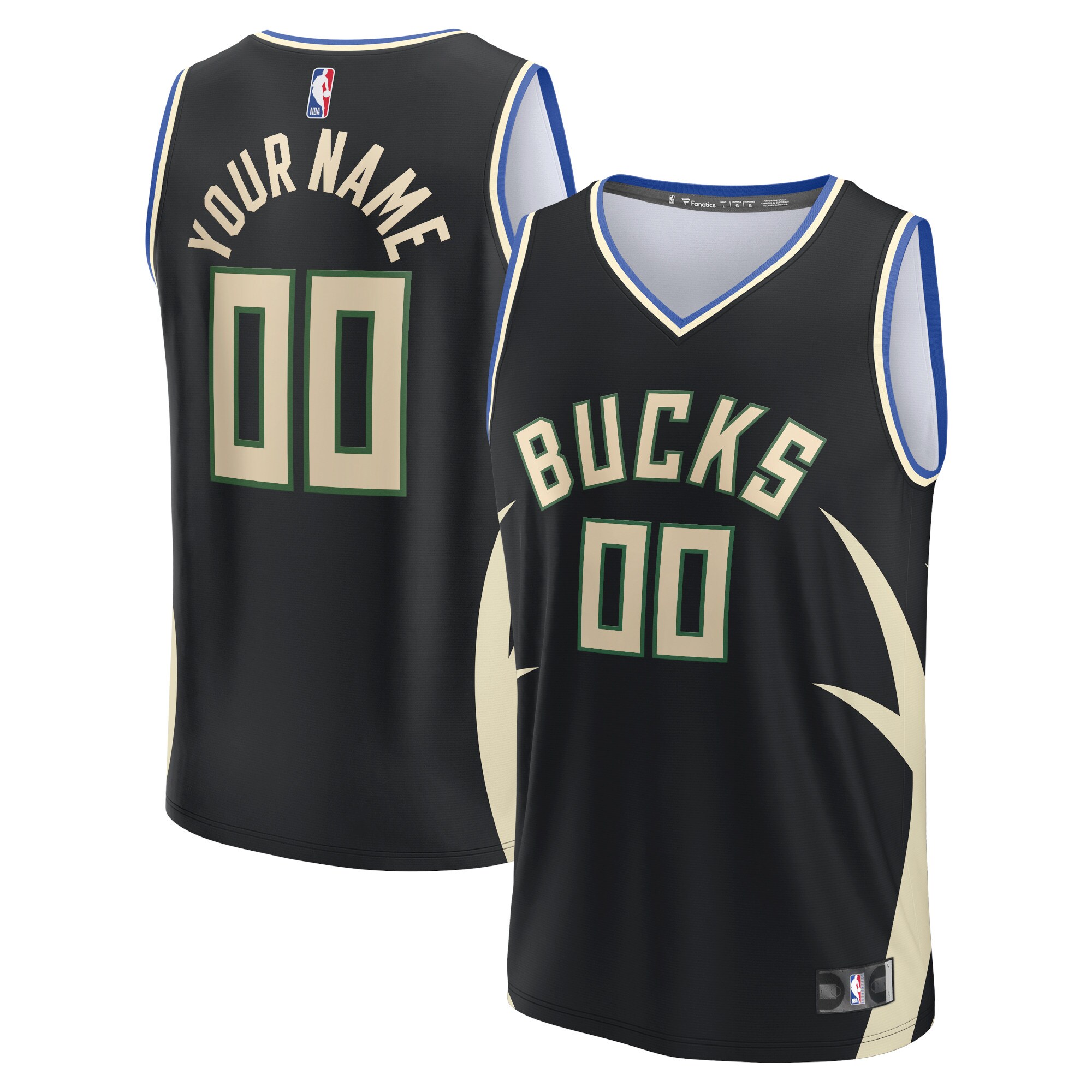 Milwaukee Bucks Youth Fast Break Custom Jersey – Black – Statement Edition