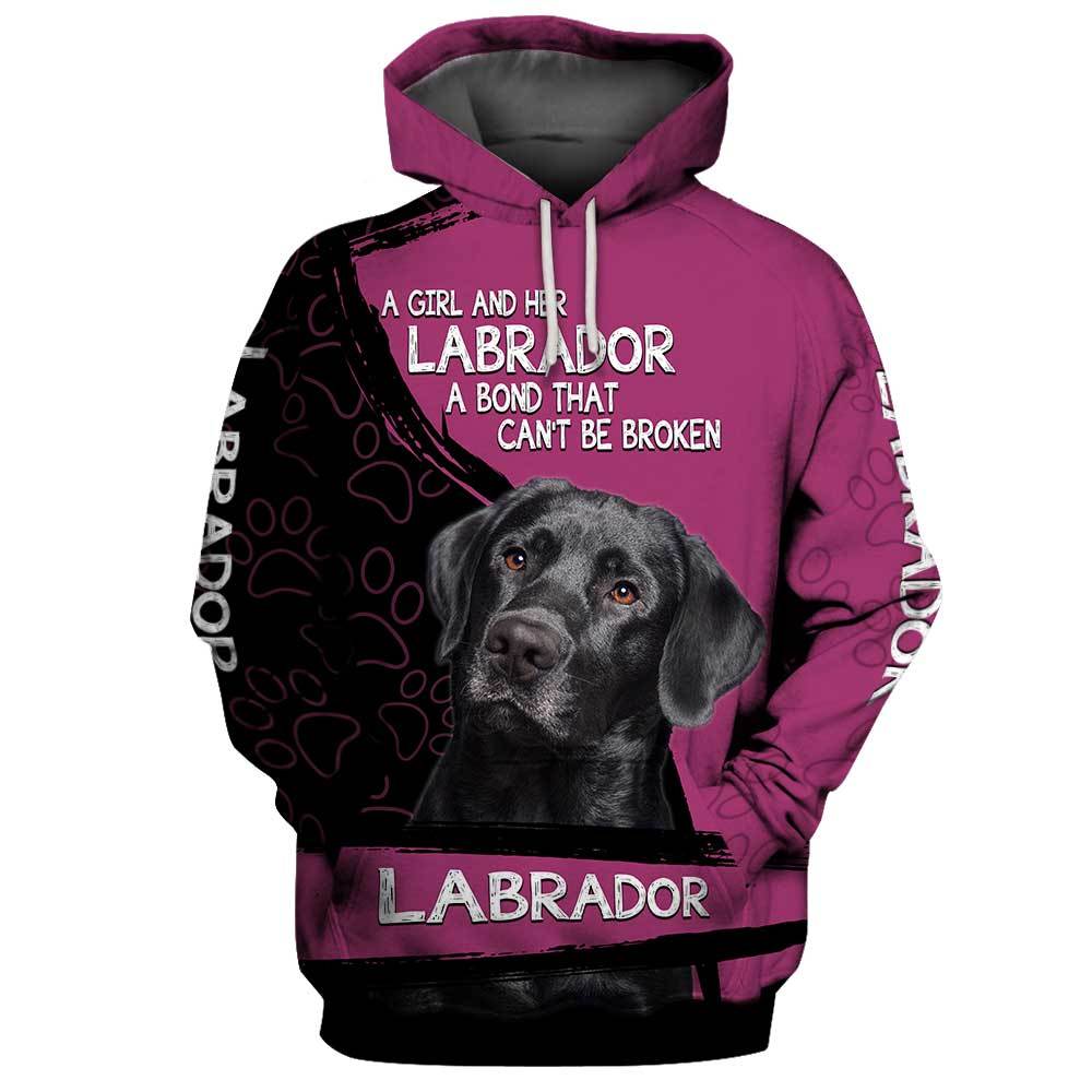 A Girl And Her Black Labrador 3D Full Printing