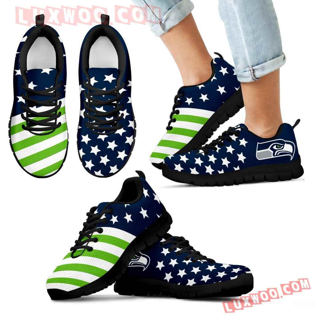 America Flag Full Stars Stripes Seattle Seahawks Sneakers