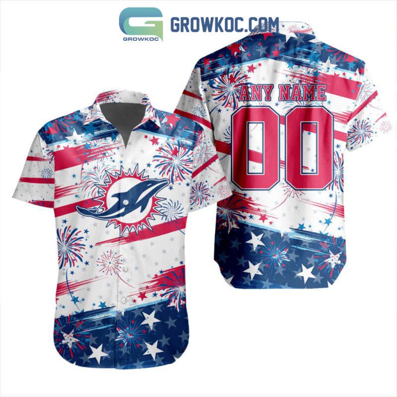 Nfl Miami Dolphins Special Design For Independence Day 4Th Of July Hawaiian Shirt