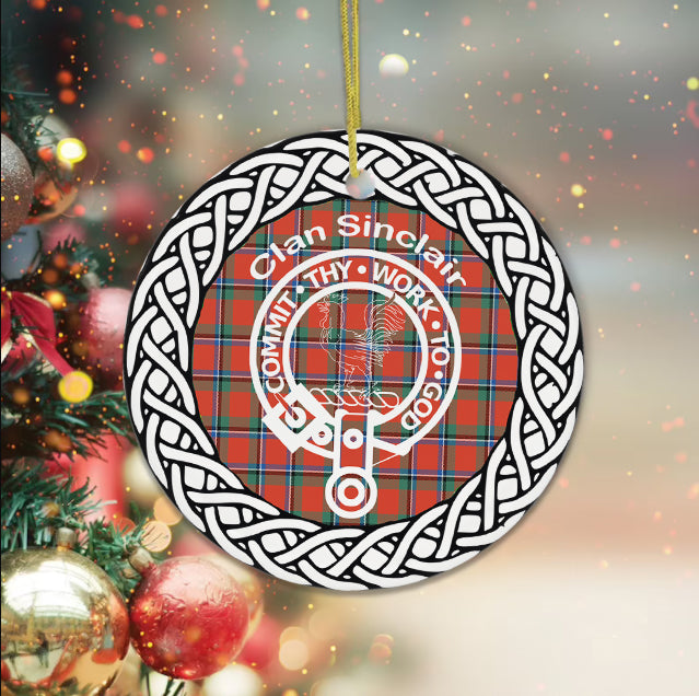 Sinclair Clan Tartan Crest Badge Plaid Ornament Gift. Christmas Tree Ornament Tartan Ornament Great Christmas Ornaments Gift