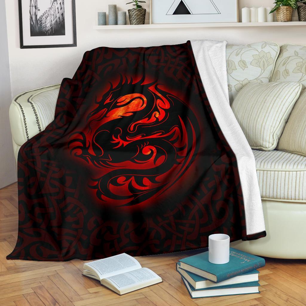 Wales Celtic Premium Blanket Fury Celtic Dragon With Knot