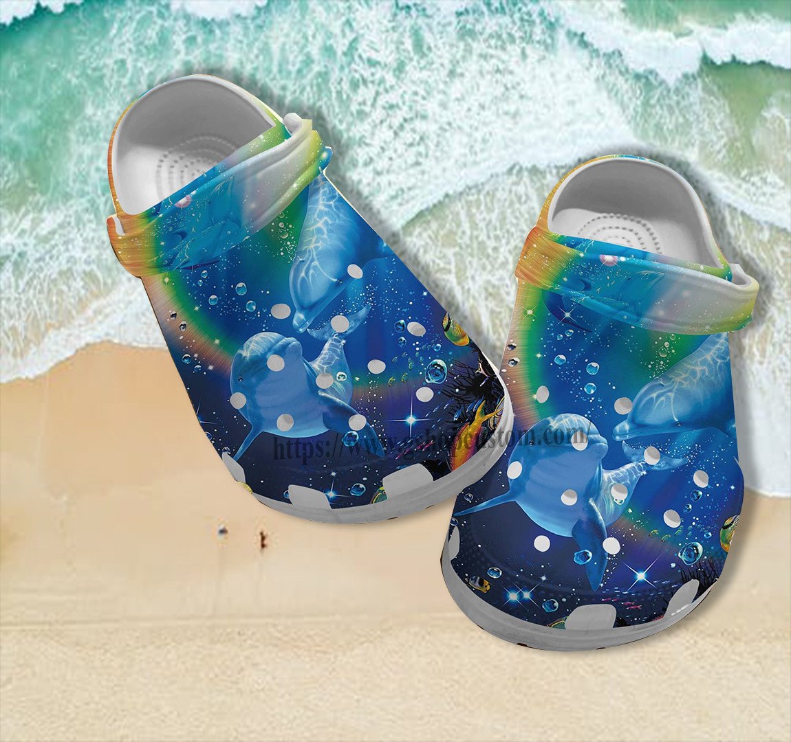 Dolphin Girl Croc Shoes Gift Women- Dolphin Lover Ocean Rainbow Shoes Croc Clogs Gift Birthday- Cr-Ne0396