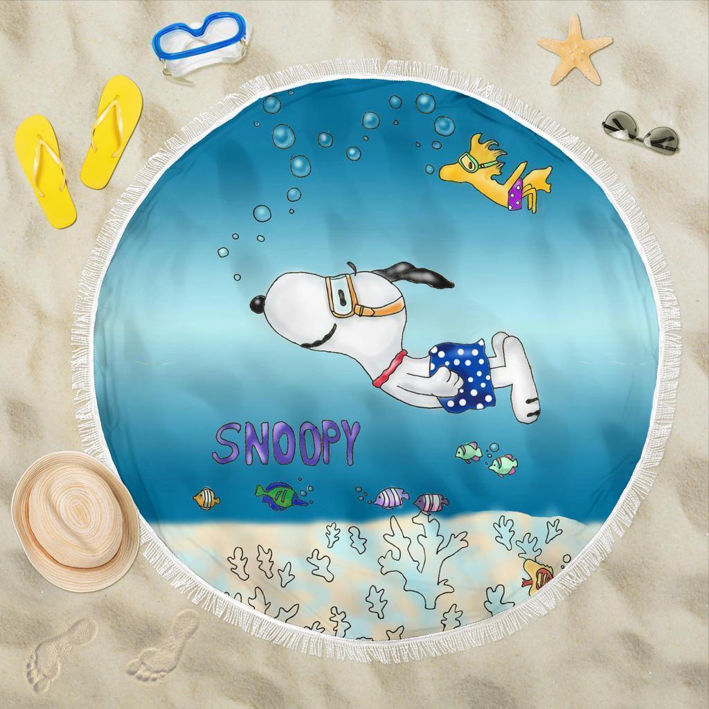 Snoopy And Woodstock Beach Blanket Cute Diving Vacation