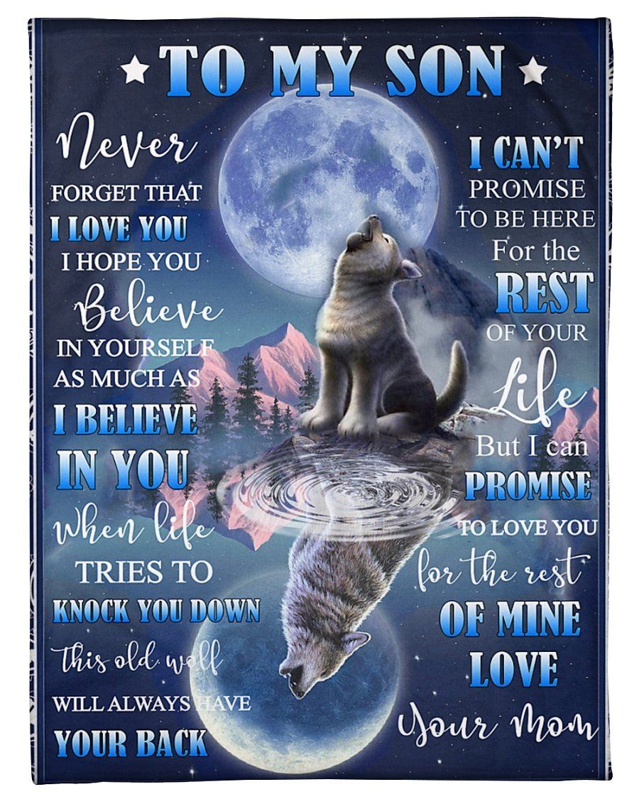 [Personalized Name] Howling Wolf Reflection Mom I Believe In You Fleece Blanket, Sherpa Blanket,  Gift For Amazing Son Gift For Family Member, Friends Gift, Christmas Gift, Home Decor, Home Living