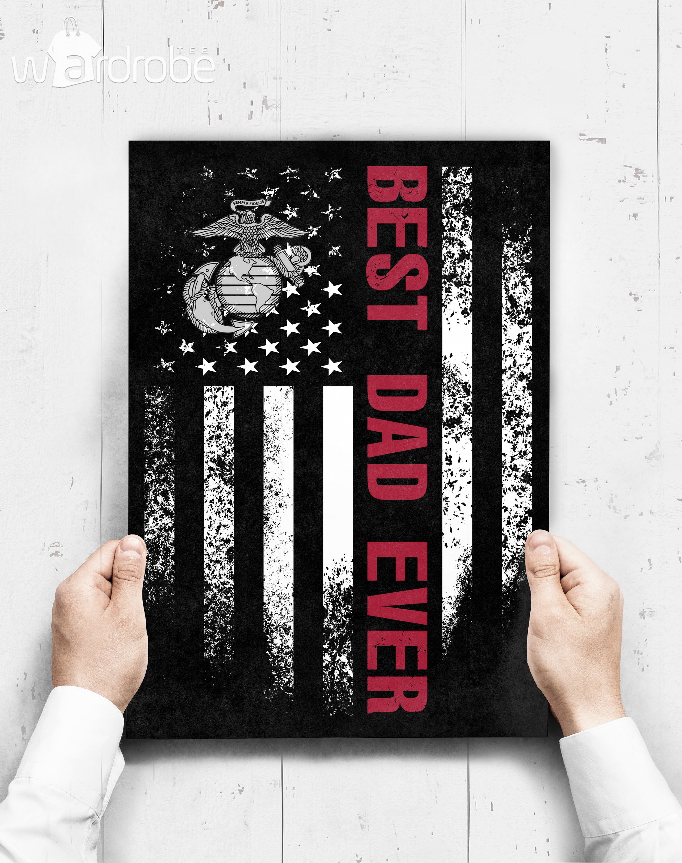 Custom Poster Best Dad Ever United States Marine Veteran – Gift For Dad