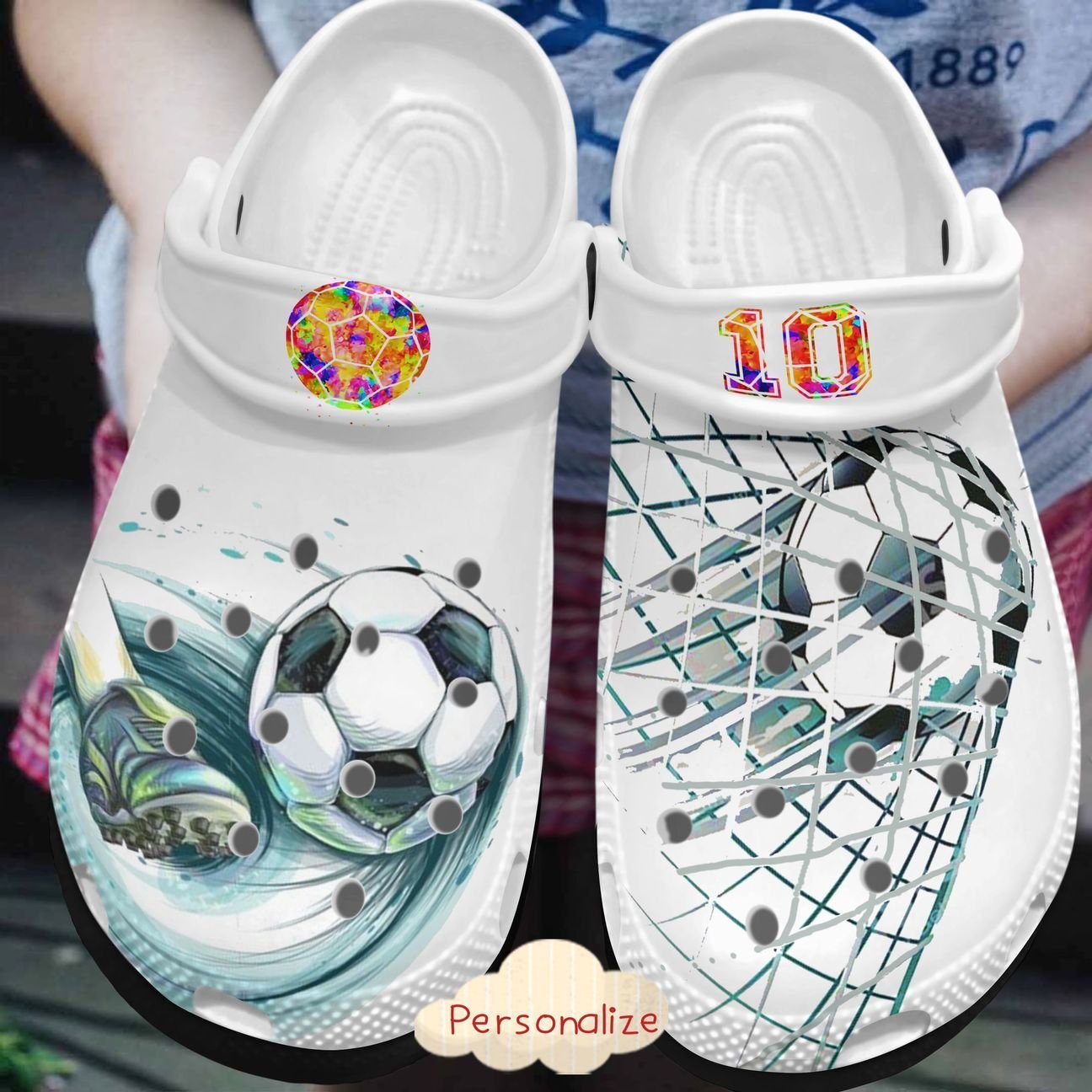 Soccer Personalized Clog, Custom Name, Text, Color, Number Fashion Style For Women, Men, Kid, Print 3D Soccer Goal