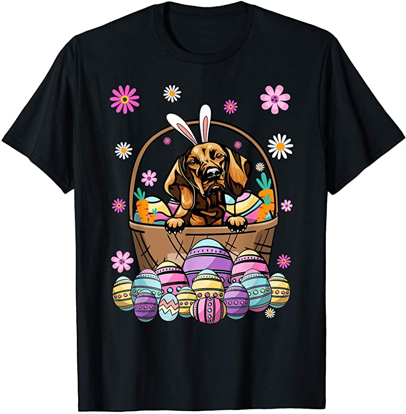 Bunny Vizsla Dog Happy Easter Day Lover Egg Hunt T-Shirt